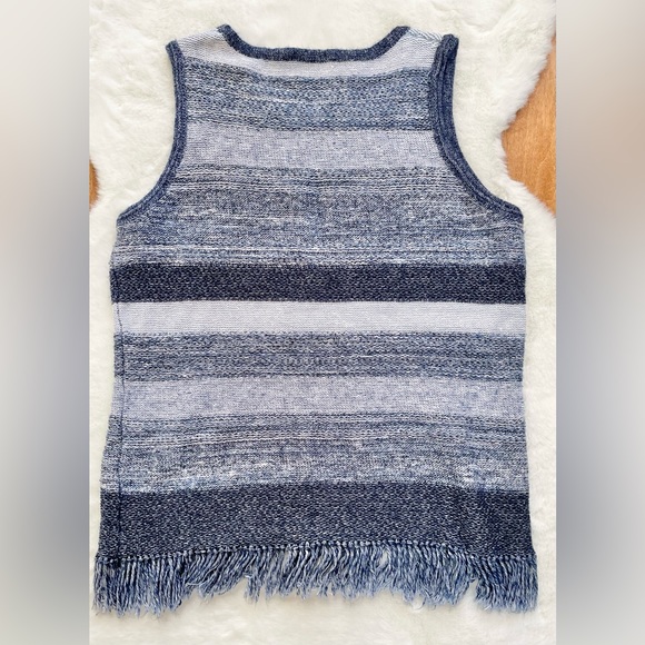 Great shape ETCETERA STRIPED KNIT SWEATER VEST TOP SLEEVELESS w/FRINGES S medium - Picture 4 of 7